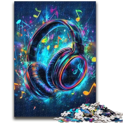 Farbige Kopfhörer-Puzzles mit 1000 Teilen für Teenager-Geschenke, Stressabbau, schwierige Herausforderung, stärkt die Liebe zwischen Paaren (50x75cm) von LYXIANY