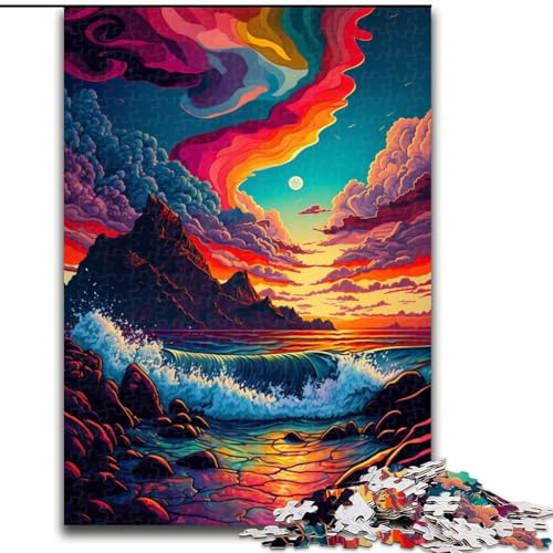Farbige Wellen-Puzzles für Erwachsene und Teenager, anspruchsvolles Spiel und Lernspiel für die ganze Familie zum Geburtstag, Weihnachten (26x38cm) von LYXIANY