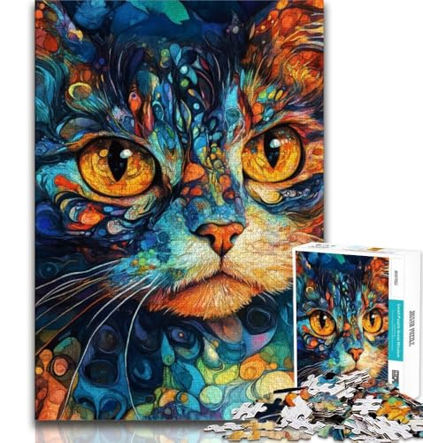 Farbiges Katzen-Puzzle mit 1000 Teilen für Erwachsene und Jugendliche, Lernspiele, Heimdekoration, Geschenk für die ganze Familie (38x26cm) von LYXIANY