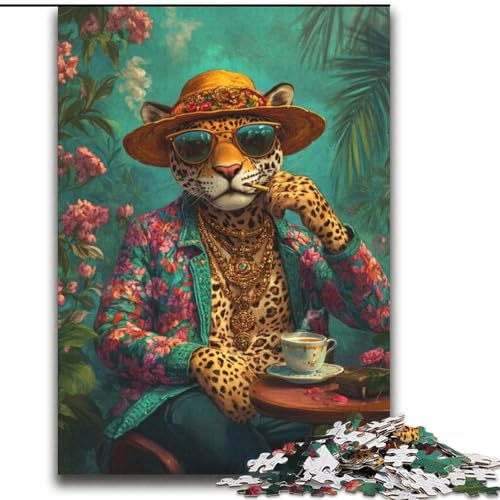 Fashion Leopard 2000-teiliges Puzzle für Erwachsene und Jugendliche, anspruchsvolles Spiel und Familienspiel, Künstlersammlung, bildende Kunst für Kinder ab 14 Jahren (70x100cm) von LYXIANY
