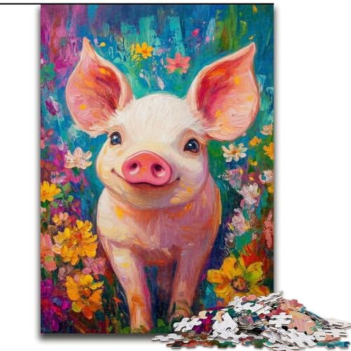 Ferkel-Ölgemälde-Puzzle 1000 Teile für Erwachsene und Jugendliche, anspruchsvolles Spielgeschenk, ganze Familie (26x38cm) von LYXIANY