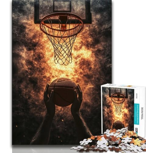 Flame Basketball 1000-teiliges Puzzle für Erwachsene und Jugendliche, Lernspielzeug, Familienspiele, einzigartige Geburtstags- und Geschenkideen (38x26cm) von LYXIANY