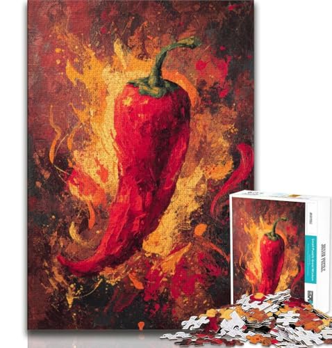 Flame Chili Puzzle 1000 Teile für Teenager-Geschenke, anspruchsvolles Spiel und Familienspiel mit vollständig ineinandergreifenden, zufällig geformten Teilen (38x26cm) von LYXIANY