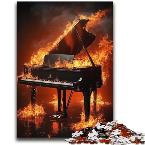 Flame Piano 1000-teiliges Puzzle für Erwachsene, anspruchsvoll zu vervollständigen, Aber unterhaltsames und humorvolles Lernspiel zum Geburtstag (38x52cm) von LYXIANY