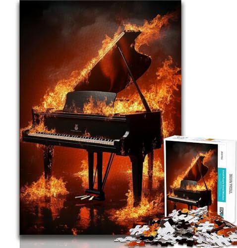 Flame Piano Puzzle 1000 Teile für Erwachsene, anspruchsvoll zu vervollständigen, Aber lustig und humorvoll, mit passendem Poster und Quizblatt (50x75cm) von LYXIANY