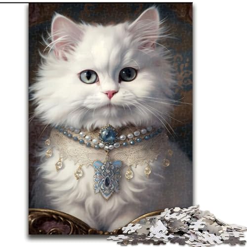 Flauschiges weißes Kätzchen, 1000-teiliges Puzzle, anspruchsvolles Denkspiel, entspannendes Spielzeug für Teenager, Größe 38x26cm von LYXIANY