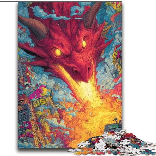 Fliegende Drachen-Puzzles für Erwachsene und Teenager, anspruchsvolles Spiel und Familienspiel, Künstlersammlung, bildende Kunst für Kinder ab 14 Jahren (70x100cm) von LYXIANY