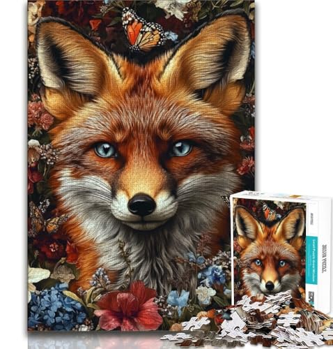 Floral Fox 1000-teiliges Puzzle für Teenager, Geschenke, entspannendes intellektuelles Lernspielzeug, Wichtelgeschenke (50x75cm) von LYXIANY