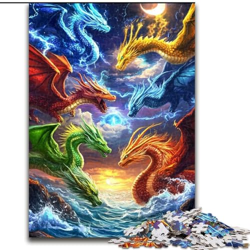 Flying Dragon Puzzles 1000 Teile für Erwachsene, Spielzeug, Lernspiele, Stressabbau, Wichtelgeschenke für Kinder ab 14 Jahren (Größe 50x75cm) von LYXIANY