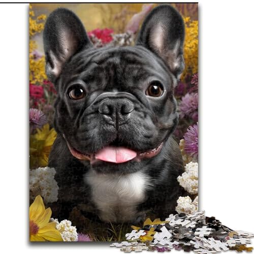 Französische Bulldogge Puzzle 1000 Teile für Erwachsene Geschenke, Entspannungsspiele stärken die Liebe zwischen Paaren für 14-Jährige (26x38cm) von LYXIANY