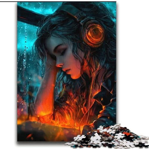 Frau hört Musik Puzzle 2000 Teile für Erwachsene und Jugendliche, anspruchsvolles Spielgeschenk, ganze Familie (70x100cm) von LYXIANY