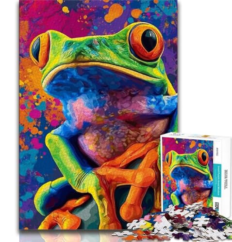 Frosch-Ölgemälde-Puzzles für Teenager, 1000 Puzzles, Spielzeug, Lernspiele, Stressabbau, geeignet als Schreibtischdekoration (38x26cm) von LYXIANY