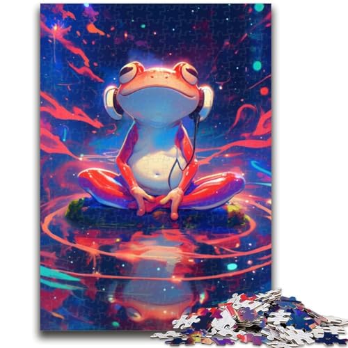Frosch hört Musik, 1000-teiliges Puzzle für Teenager, Geschenke, Lernspiel, Herausforderungsspielzeug, einzigartige Heimdekoration und Geschenke (50x75cm) von LYXIANY