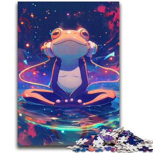 Frosch hört Musik Puzzle 1000 Teile für Teenager, Lernspiele, Heimdekoration, Geschenk für die ganze Familie (38x52cm) von LYXIANY