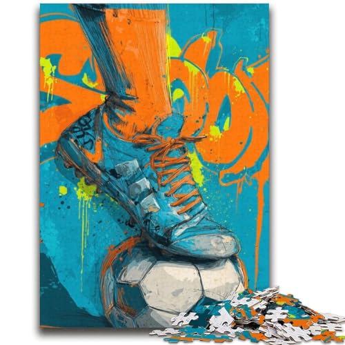 Fußball-Ölgemälde-Puzzles für Erwachsene und Teenager, Lernspiele, Heimdekoration, geeignet für die Schreibtischdekoration (38x52cm) von LYXIANY