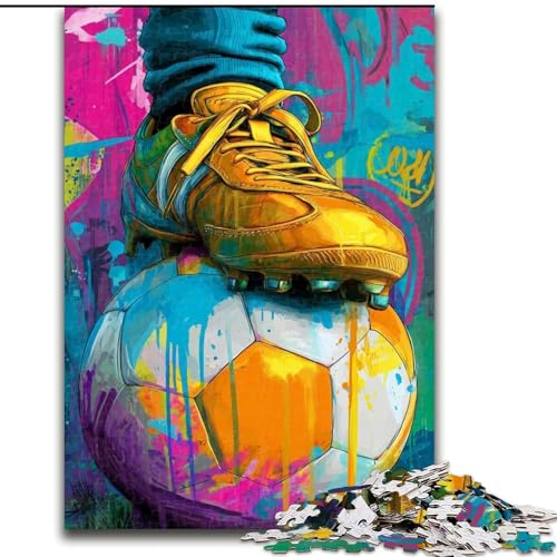 Fußball-Ölgemälde-Puzzles für Erwachsene und Teenager ab 14 Jahren, Stressabbau, Weihnachtsspiel, Geschenke für Frauen (26x38cm) von LYXIANY