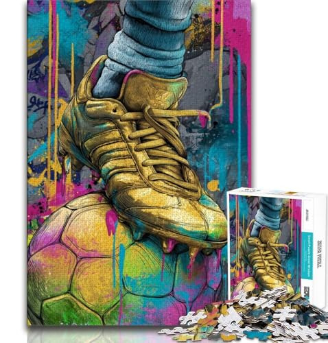 Fußball-Ölgemälde-Puzzles für Teenager, 1000 Puzzles, Lernspielzeug, Familienspiele mit passendem Poster und Quizblatt (38x26cm) von LYXIANY