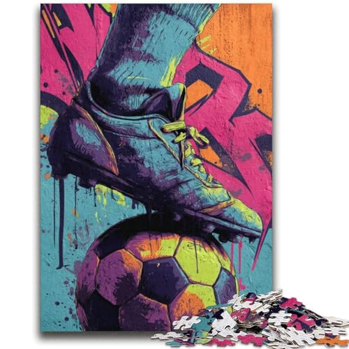 Fußball-Ölgemälde-Puzzles für Teenager, 1000 Puzzles, helfen dem Gehirn, süchtig machendes Spielzeug zu trainieren, um Geduld zu fördern, einzigartiges Herausforderungsspiel (38x52cm) von LYXIANY