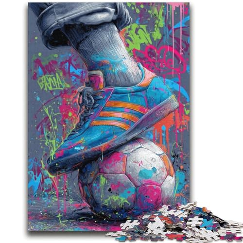 Fußball-Ölgemälde-Puzzles für Teenager, 1000 Teile, Denksportspiel, Wanddekoration, einzigartige Geburtstags (38x52cm) von LYXIANY