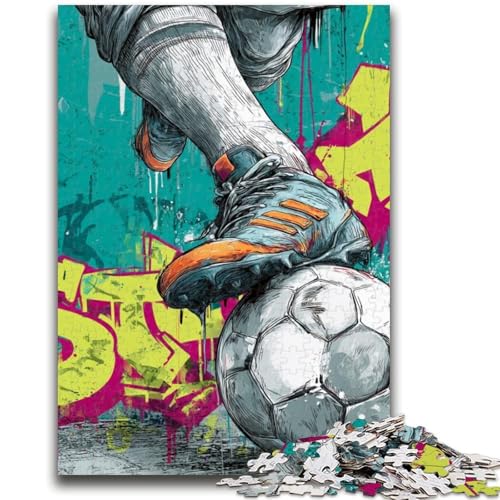 Fußball-Ölgemälde-Puzzles für Teenager, 1000 Teile, Stressabbau, schwierige Herausforderung, einzigartige Heimdekoration und Geschenke (38x26cm) von LYXIANY
