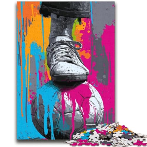 Fußball-Ölgemälde-Puzzles für Teenager 1000, Lernspiel, Herausforderung, Spielzeug, Wanddekoration, einzigartige Geburtstags (38x52cm) von LYXIANY