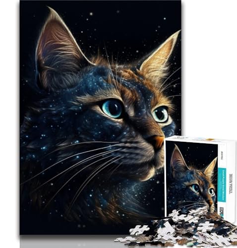 Galaxy Cats-Puzzles für Teenager, anspruchsvoll, Aber lustig und humorvoll, mit passendem Poster und Quizblatt (50x75cm) von LYXIANY