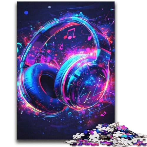 Galaxy-Kopfhörer-Puzzles für Teenager, 1000 Teile, Stressabbau, schwierige Herausforderung, einzigartige Heimdekoration und Geschenke (38x52cm) von LYXIANY