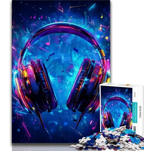 Galaxy-Kopfhörer-Puzzles für Teenager, dekomprimierendes intellektuelles Lernspielzeug, geeignet als Schreibtischdekoration (38x26cm) von LYXIANY