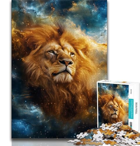 Galaxy Lion Puzzle 1000 Teile für Teenager-Geschenke, anspruchsvolle Familienaktivitätsspiele, DIY-Spielzeug für Heimwanddekorationsgeschenke (38x26cm) von LYXIANY