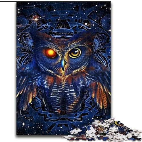 Galaxy Owl Puzzle 1000 Teile für Erwachsene, Holzpuzzle, perfekt für Familienspaß, Partyspiele, Geburtstagsgeschenke, Größe: 50x75cm von LYXIANY
