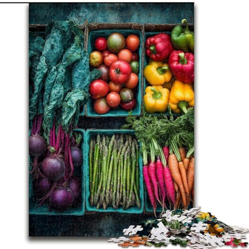 Gemüse-Collage-Puzzle für Erwachsene, 1000 Teile, Stressabbau, schwierige Herausforderung für die Heimdekoration für 14+ (Größe 26x38cm) von LYXIANY
