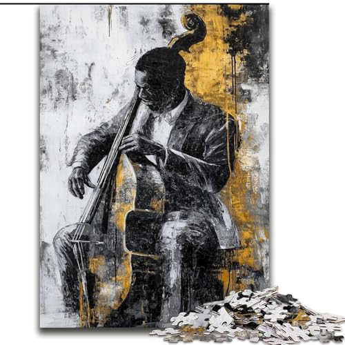 Gitarre Spielen, Ölgemälde, Puzzle für Erwachsene, 1000, Lernspielzeug, Familienspiele, geeignet für die Schreibtischdekoration (26x38cm) von LYXIANY