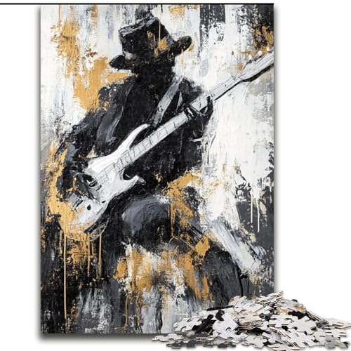 Gitarre Spielen, Ölgemälde, Puzzle für Erwachsene, Teenager, Puzzle, Klassische Lernspiele, schöne Dekoration (26x38cm) von LYXIANY