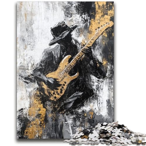 Gitarre Spielen, Ölgemälde-Puzzles für Teenager, 1000-teiliges Puzzle, lustige Spiele, jedes Teil ist einzigartig – herausforderndes Familienspiel (38x52cm) von LYXIANY