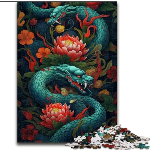 Gitarren- und Blumen-Puzzle, 1000 Teile, Unmögliches Puzzle für Erwachsene, Denksportaufgabe und Heimdekoration, Größe 50x75cm von LYXIANY