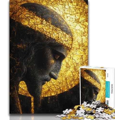 Golden Jesus Puzzles für Teenager, 1000 Teile Puzzle, Denkspiel, Wanddekoration, einzigartige Geburtstags (38x26cm) von LYXIANY