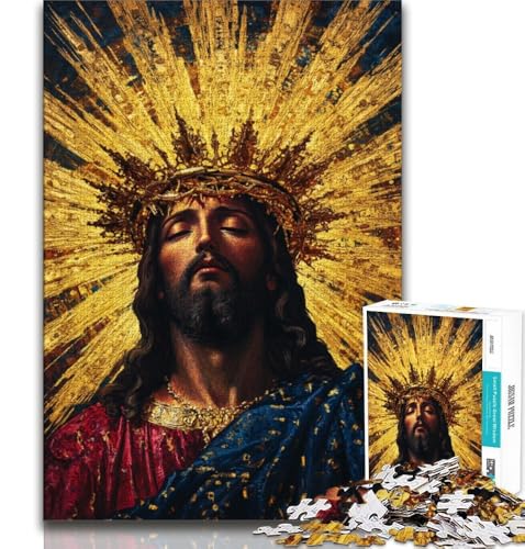 Golden Jesus Puzzles für Teenager, 1000 Teile Puzzle, Denkspiel, Wanddekoration, einzigartige Geburtstags (75x50cm) von LYXIANY