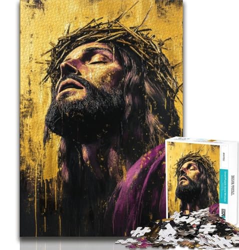 Golden Jesus Puzzles für Teenager, 1000 Teile Puzzle, Denkspiel, Wanddekoration, einzigartige Geburtstags (75x50cm) von LYXIANY