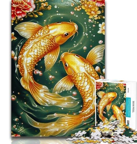 Golden Koi Puzzle 1000 Teile für Erwachsene, Geschenke, dekomprimierendes intellektuelles Lernspielzeug, tolle Geschenke und Spielzeuge (38x26cm) von LYXIANY