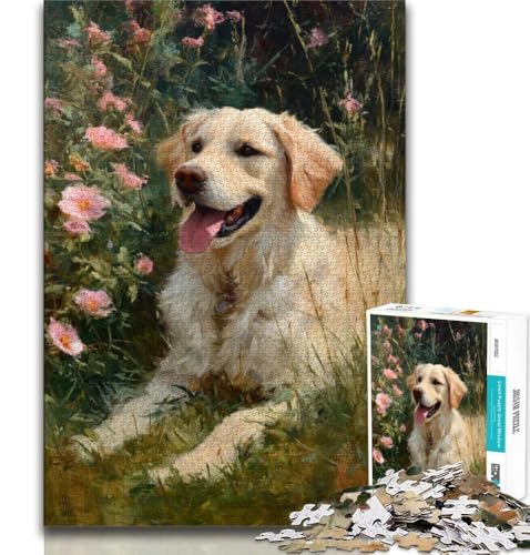 Golden Retriever-Ölgemälde-Puzzle für Erwachsene, 1000-teiliges Puzzle, Denkspiel, Wanddekoration, einzigartige Geburtstags, 38x26cm Golden Retriever-Ölgemälde-Puzzle für Erwachsene, 1000-teiliges Puzzle, Denkspiel, Wanddekoration, einzigartige Geburtstags, 38x26cm von LYXIANY