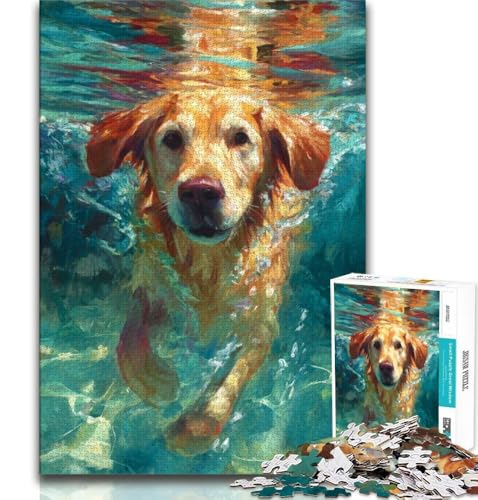 Golden Retriever-Puzzle für Teenager, 1000 Teile, Lernspielzeug, ganze Familie (50x75cm) von LYXIANY