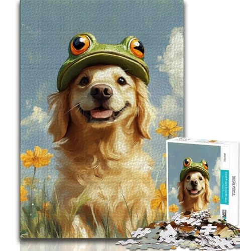 Golden Retriever-Puzzle für Teenager, 1000 Teile, anspruchsvolles Spiel und Familienspiel mit vollständig ineinandergreifenden, zufällig geformten Teilen (50x75cm) von LYXIANY