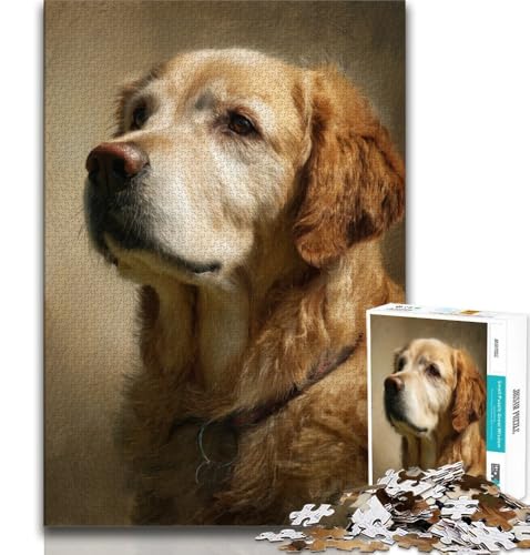 Golden Retriever-Puzzle mit 1000 Teilen für Teenager, Denkspiel, Wanddekoration, einzigartige Geburtstags (38x26cm) von LYXIANY