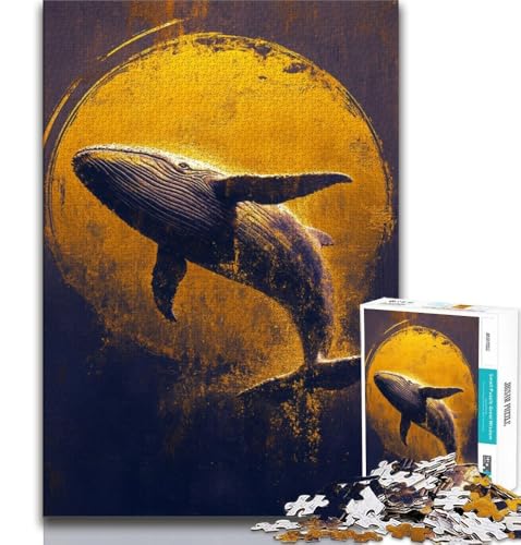 Golden Whale 1000-teiliges Puzzle für Erwachsene und Jugendliche, Stressabbau, schwierige Herausforderung, gutes Geschenk für die ganze Familie (75x50cm) von LYXIANY