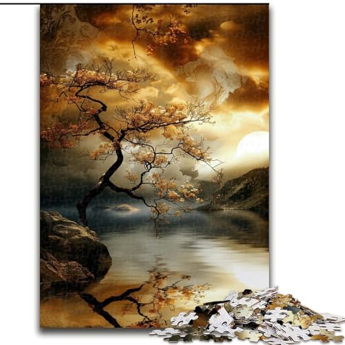 Goldene Baumlandschaft Puzzle für Teenager, 1000-teiliges Puzzle, herausforderndes Spiel und Familienspiel, Eltern-Kind-Interaktion (50x75cm) von LYXIANY