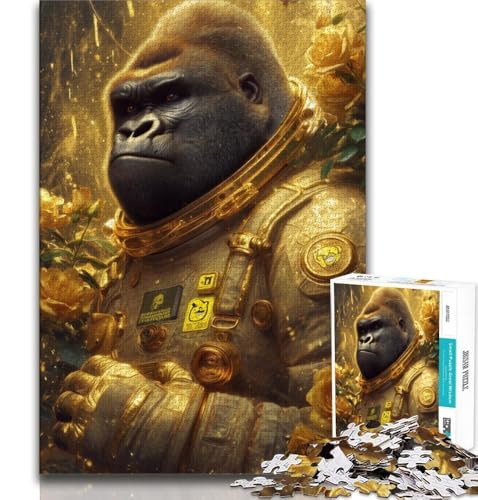 Goldenes Schimpansen-Puzzle für Erwachsene, 1000-teiliges Puzzle, Denkspiel, Wanddekoration, einzigartige Geburtstags, 38x26cm Goldenes Schimpansen-Puzzle für Erwachsene, 1000-teiliges Puzzle, Denkspiel, Wanddekoration, einzigartige Geburtstags, 38x26cm von LYXIANY