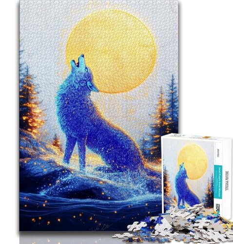 Goldenes Tier-Wolf-Puzzle für Teenager, 1000 Teile, Lernspiele, Heimdekoration, Geschenk für die ganze Familie (38x26cm) von LYXIANY