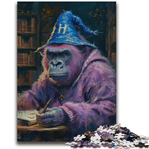 Gorilla Wizard Puzzle 1000 Teile für Erwachsene, anspruchsvolles Spiel und Familienspiel mit vollständig ineinandergreifenden, zufällig geformten Teilen (38x52cm) von LYXIANY