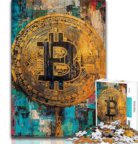 Graffiti Bitcoin 1000-teiliges Puzzle für Erwachsene, Geschenk zum Stressabbau, schwierige Herausforderung, als Geschenk für die ganze Familie (75x50cm) von LYXIANY