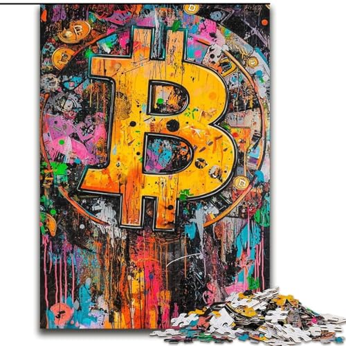 Graffiti-Bitcoin-Puzzles für Erwachsene und Jugendliche, 1000 Teile, Familienaktivität, Spaß zu Hause, Geburtstagsgeschenk, Reisegeschenke (26x38cm) von LYXIANY